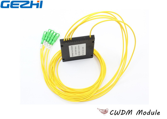 Màu vàng 1x4 CWDM Mux Demux ABS Loại 1270 - 1610nm Bước sóng để giám sát đường dây