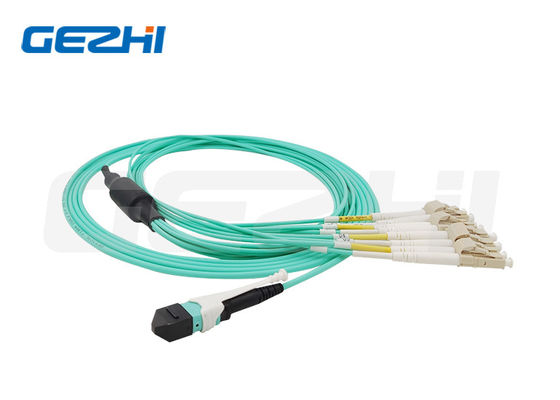 MPO đến LC 8 sợi OM3 50/125 Multimode MPO-8 LC Sợi quang đệm dây thừng Breakout Cable