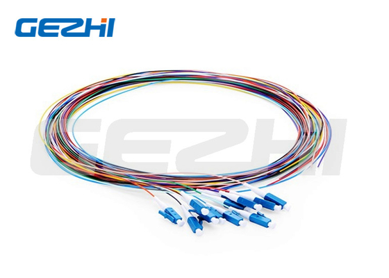 1m (3ft) LC UPC Fiber Optic Pigtail 12 Fiber OS2 Single Mode Unjacketed Color-Coded PVC (OFNR) 0.9mm