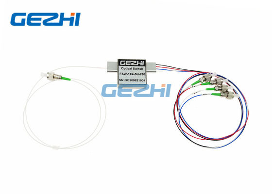 Ánh sáng khả kiến ​​Bộ chuyển mạch quang 760nm 1x4 Đầu nối FC / APC